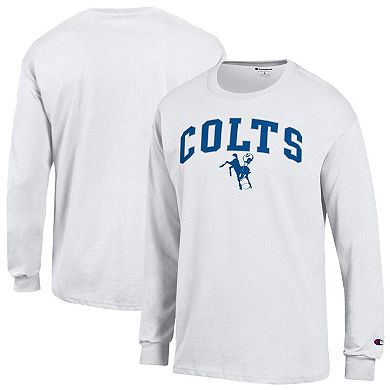 Men's Champion White Indianapolis Colts Arch Over Logo Long Sleeve T-Shirt