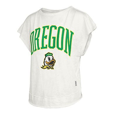 Women's Pressbox White Oregon Ducks Nelson Movement Open Back Slub T-Shirt