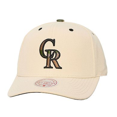 Unisex Mitchell & Ness Cream Colorado Rockies Camo Logo Pro Crown Snapback Hat