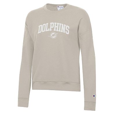 Women's Champion Light Brown Miami Dolphins Powerblend Cocoa Butter Fleece Sweatshirt