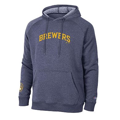 Men's Champion Navy Milwaukee Brewers Triumph Tri-Blend Raglan Hoodie