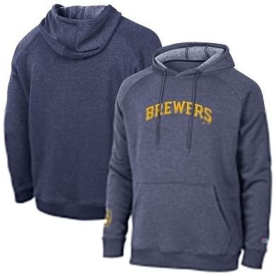 Men's Champion Navy Milwaukee Brewers Triumph Tri-Blend Raglan Hoodie