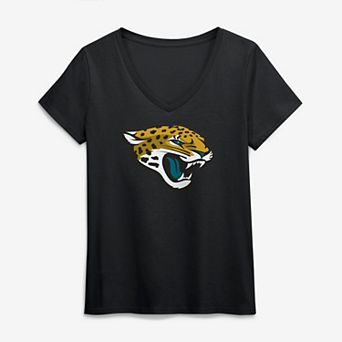Women's Logo Athletic Black Jacksonville Jaguars Primary Logo V-Neck T-Shirt