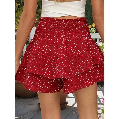 Women's High-Waisted Polka Dot Print Casual Shorts