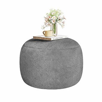 Round Modern Foam Filled Pouf Ottoman Soft Foot Rest