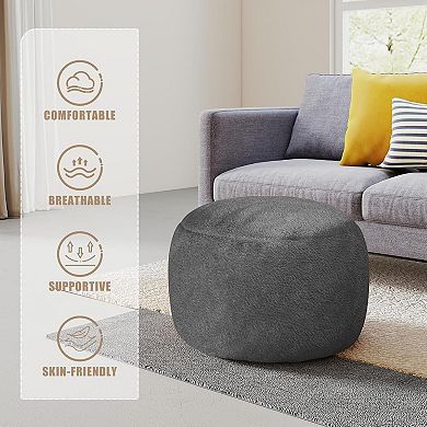 Round Modern Foam Filled Pouf Ottoman Soft Foot Rest