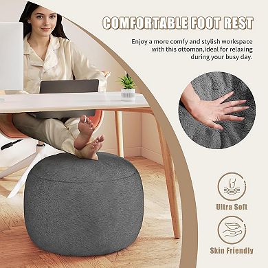 Round Modern Foam Filled Pouf Ottoman Soft Foot Rest