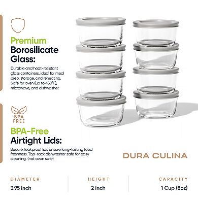 Dura Living™ 16-Piece, 1 Cup Glass Food Round Storage Set