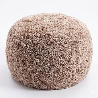 Fluffy Faux Fur Pouf Ottoman with Foam Filling, Footrest