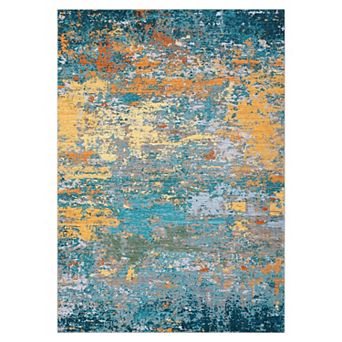 Abstract Area Rug Non Slip Foldable Vacuum Clean Non Shedding Floor Cover for Living Room Playroom