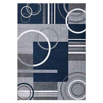 Modern Area Rug Low Pile Pet Friendly Non Slip Vacuum Clean Carpet for Kid's Room Dining Room