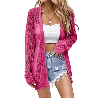 Women Lightweight Cardigan Crochet Open Front Long Sleeve Summer Cardigans