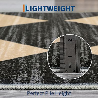 Modern Area Rug Non Slip Vacuum Clean Ultra Thin Stain Resistant Carpet for Bedroom Dining Room