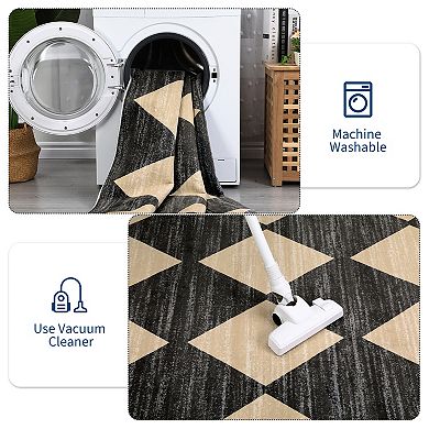 Modern Area Rug Non Slip Vacuum Clean Ultra Thin Stain Resistant Carpet for Bedroom Dining Room