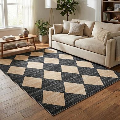 Modern Area Rug Non Slip Vacuum Clean Ultra Thin Stain Resistant Carpet for Bedroom Dining Room