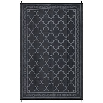 Diamond Border Outdoor Area Rug Washable Waterproof Portable Stain Resistant Mat for Balcony Picnic