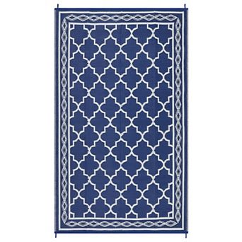 Diamond Border Outdoor Area Rug Washable Waterproof Portable Stain Resistant Mat for Balcony Picnic