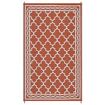 Diamond Border Outdoor Area Rug Washable Waterproof Portable Stain Resistant Mat for Balcony Picnic