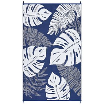 Modern Leaf Outdoor Area Rug Reversible Light Weight Stain Resistant Mat for RV Trip Picnic