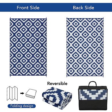 Modern Checkered Outdoor Area Rug UV Resistant Stain Resistant Waterproof Mat for RV Trip Picnic