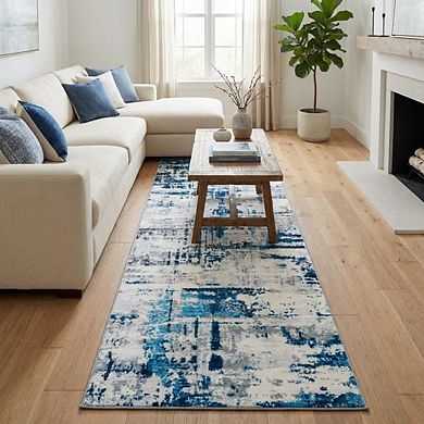 Abstract Area Rug Machine Washable Low Pile Pet Friendly Ultra Thin Carpet for Kid's Room Playroom
