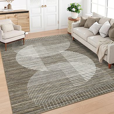 Contemporary Area Rug Machine Washable Vacuum Clean Ultra Thin Stain Resistant Carpet for Bedroom