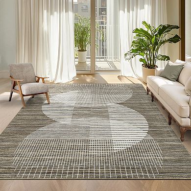 Contemporary Area Rug Machine Washable Vacuum Clean Ultra Thin Stain Resistant Carpet for Bedroom