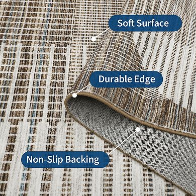 Contemporary Area Rug Machine Washable Vacuum Clean Ultra Thin Stain Resistant Carpet for Bedroom