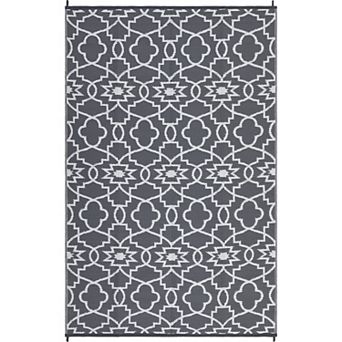 Modern Floral Outdoor Area Rug Washable Waterproof Portable Stain Resistant Mat for Balcony Picnic