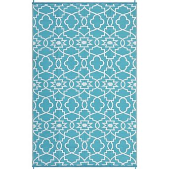Modern Floral Outdoor Area Rug Washable Waterproof Portable Stain Resistant Mat for Balcony Picnic