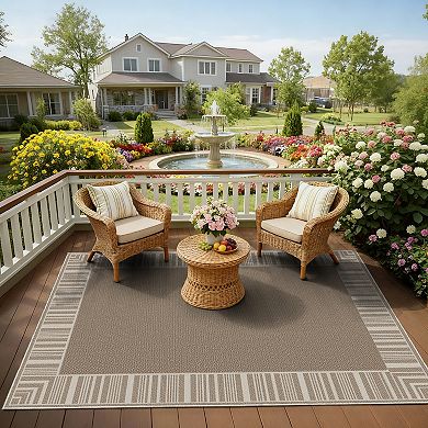 Contemporary Bordered Area Rug Machine Wash Ultra Thin Stain Resistant Carpet for Bedroom Kitchen