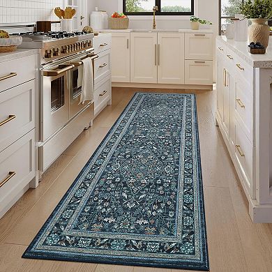 Vintage Area Rug Machine Washable Non Slip Non Shedding Stain Resistant Carpet for Bedroom Kitchen
