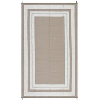 Modern Bordered Outdoor Area Rug Reversible Light Weight Stain Resistant Mat for RV Trip Picnic