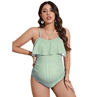 Maternity One Piece Swimsuit Ruffle Summer Swimwear for Pregnant Women