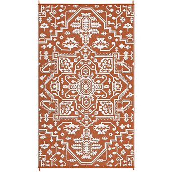 Medallion Outdoor Area Rug Washable Waterproof Portable Stain Resistant Mat for Balcony Picnic