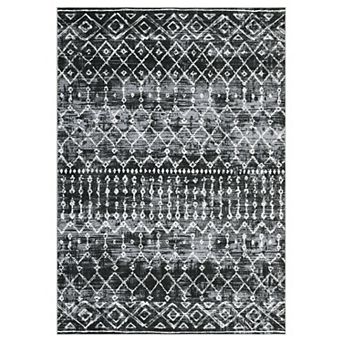 Boho Area Rug Non Slip Foldable Low Pile Ultra Thin Pet Friendly Floor Cover for Living Room