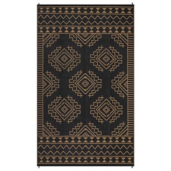 Boho Outdoor Area Rug Washable Waterproof Portable Stain Resistant Mat for Balcony Picnic