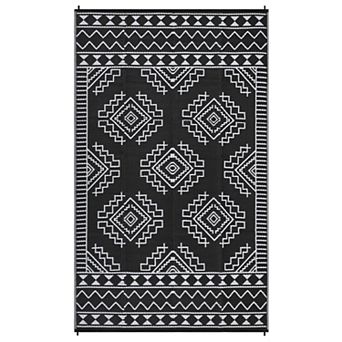 Boho Outdoor Area Rug Washable Waterproof Portable Stain Resistant Mat for Balcony Picnic