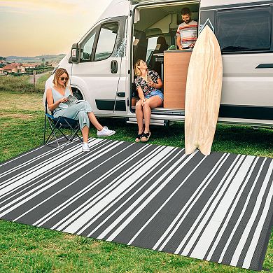 Modern Geometric Outdoor Area Rug Stain Resistant UV Resistant Pet Friendly Mat for Beach Vacation