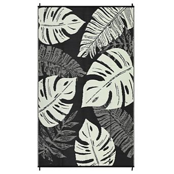 Modern Leaf Outdoor Area Rug Reversible Light Weight Stain Resistant Mat for RV Trip Picnic