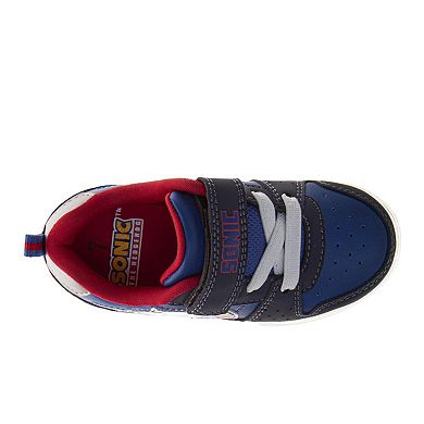 Sega Sonic Design Sneakers Boys Super Speed Athletic Running Adjustable Strap Durable Tread