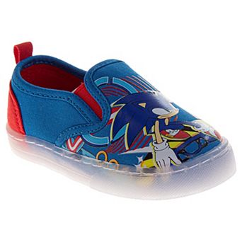 Sega Sonic the Hedgehog Boys' Blue Red Canvas Slip-On Shoes (Little Kid)