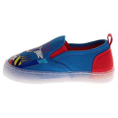 Sega Sonic the Hedgehog Boys' Blue Red Canvas Slip-On Shoes (Little Kid)