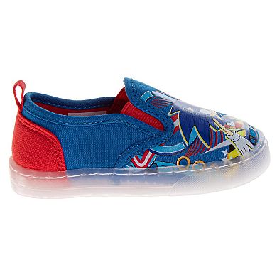 Sega Sonic the Hedgehog Boys' Blue Red Canvas Slip-On Shoes (Little Kid)