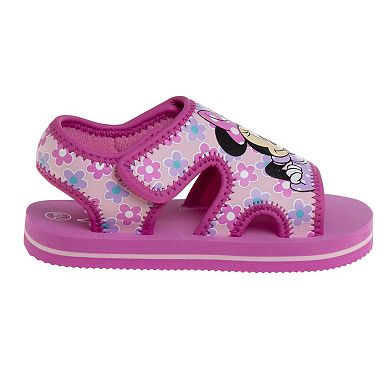 Disney Minnie Mouse Girls' Easy Hook-and-Loop Open-Toe Summer Fun Sandals (Toddler)