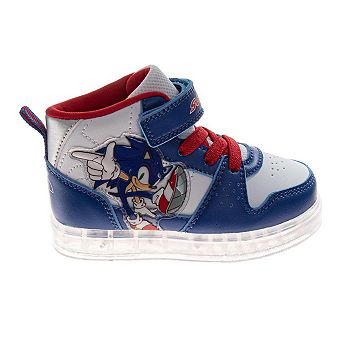 Sega Sonic The Hedgehog High Top Sneakers Boys Athletic Racing Design Durable Canvas LaceUp Closure