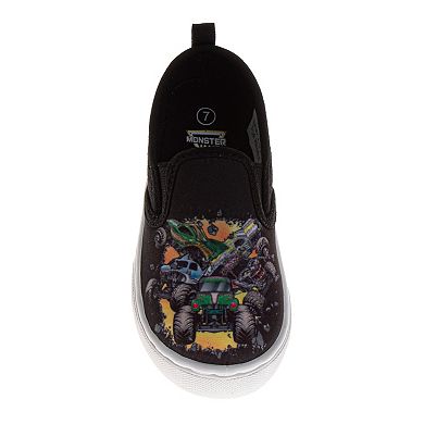 Monster Jam Boys' Easy Slip-On Canvas Crushing Action Sneakers (Toddler / Little Kid)