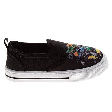Monster Jam Boys' Easy Slip-On Canvas Crushing Action Sneakers (Toddler / Little Kid)