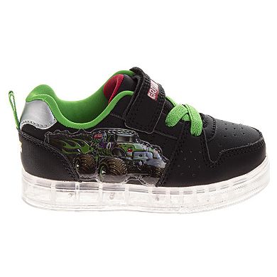 Monster Jam Boys' Rugged Tread High-Impact Green Velcro Sneakers (Toddler / Little Kid)