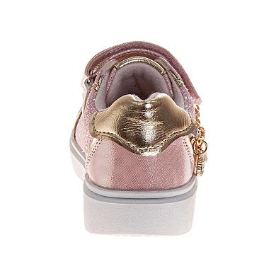 Badgley Mischka Sneakers for Girls Glitter Charms Easy Hook-and-Loop Stylish (Toddler)